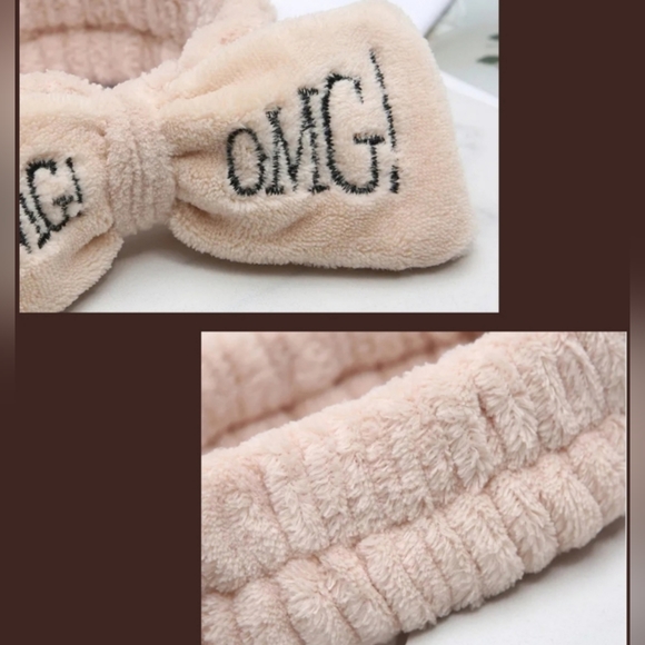 Soft & Fluffy "OMG" Hair Headband With Bow - Beige - Picture 2 of 7
